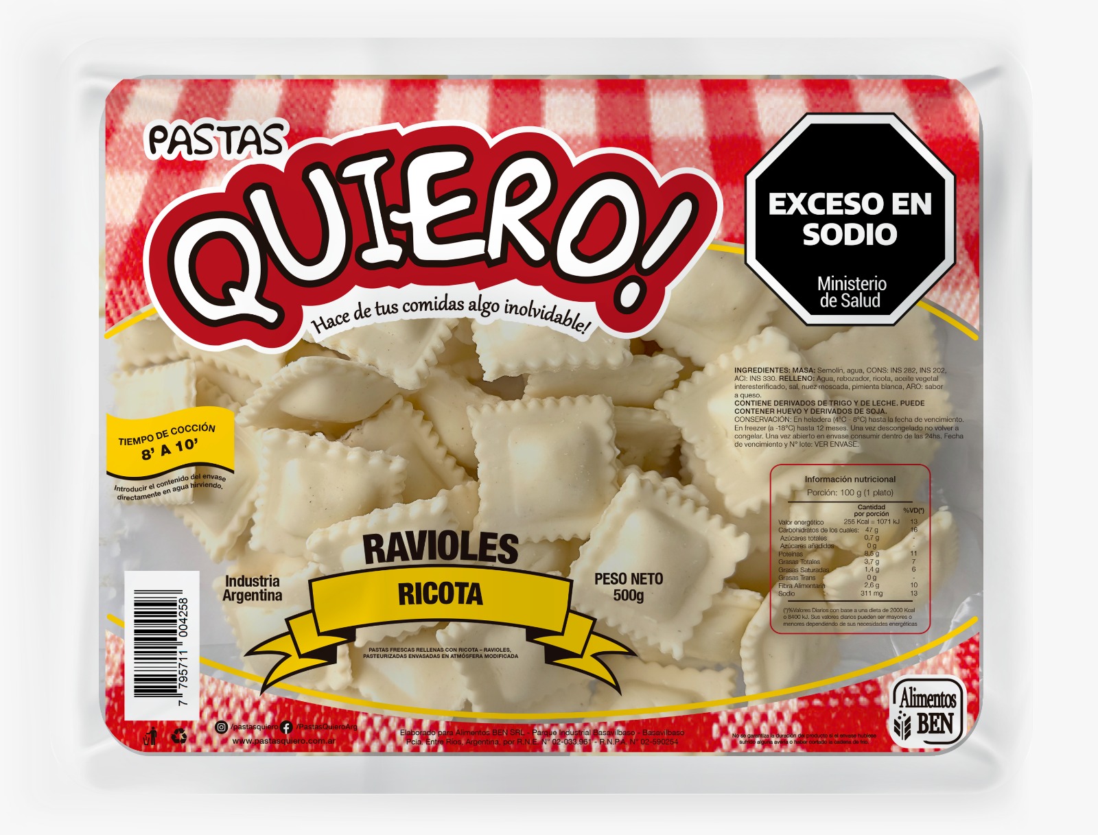 Ravioles ricota x 500gr Quiero