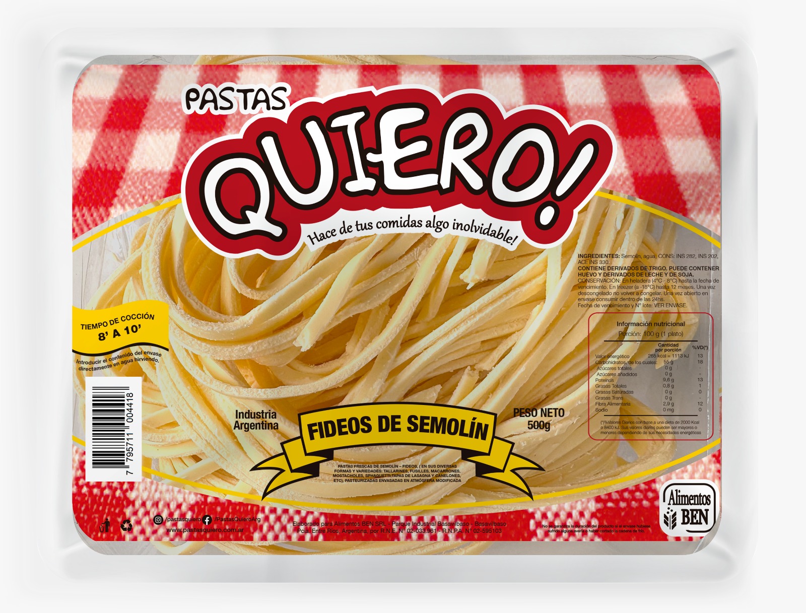 Tallarines x500gr Quiero